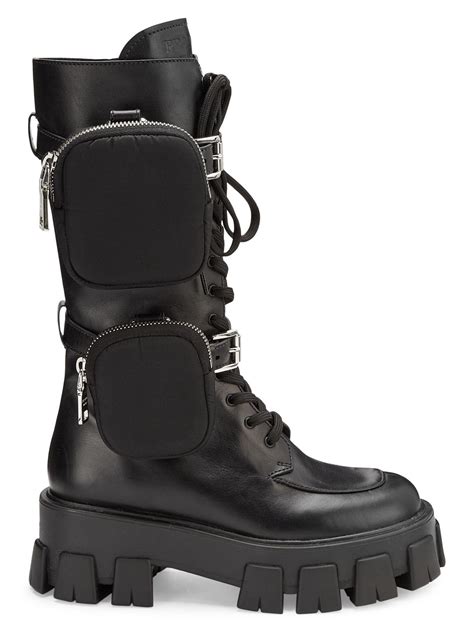 prada chunky leather tall combat boots|Prada chelsea boots women's.